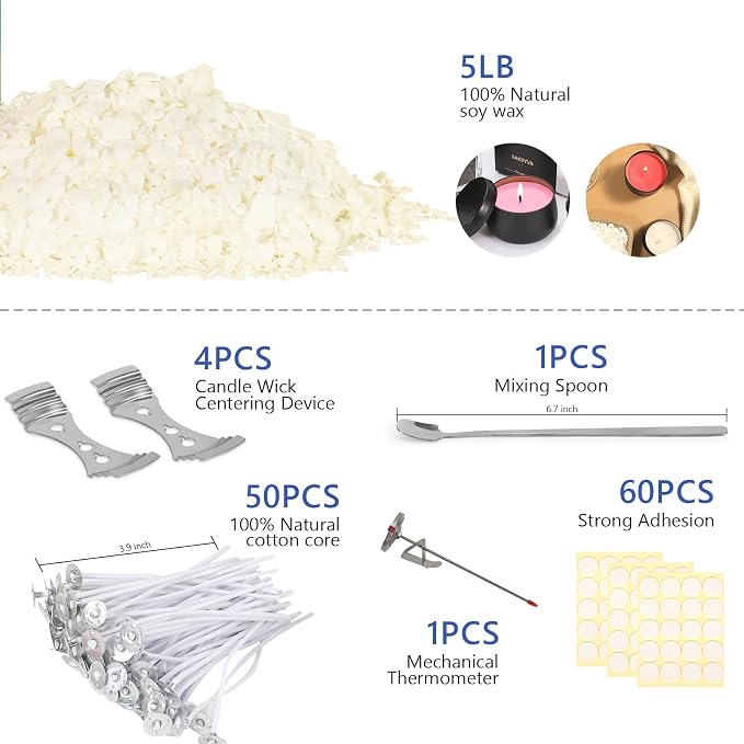 SAEUYVB Candle Making Kit Supplies, Natural Candle Wax - Image 2