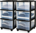 HOMZ 2-Pack Drawer Tower, 3-Tier Clear Plastic Storage Organizer Cart, and by Homz