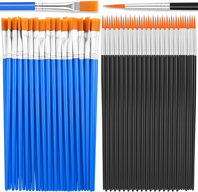 70Pcs Paint Brushes Small, Flat and Round Tip Paint Brushes by anezus