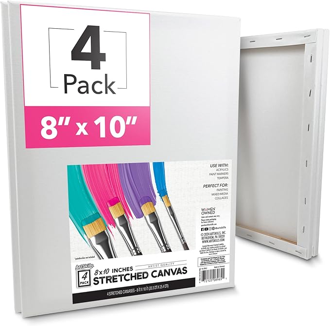 ArtSkills Stretched Canvas for Painting, 8x10 Canvas, Premium Wood Frame by ArtSkills