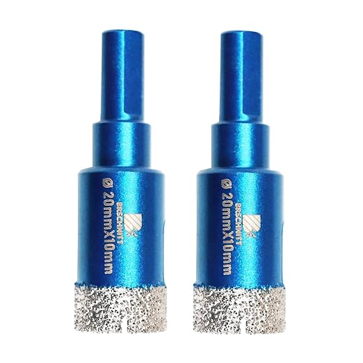 Dry Diamond Core Drill Bit Set,BRSCHNITT 2pcs/Pack 4/5 Inch (20mm) Diamond Hole Saw Core Drill Bit with Triangle Shank for Porcelain Tile Ceramic Stone Granite Marble