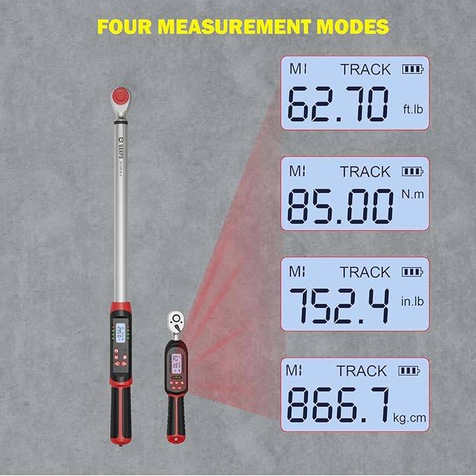 Digital Torque Wrench Set, 2Pcs 3/8" (3.1-62.7Ft.lb/4.2-85Nm) & 1/2" (14.7-295Ft.lb/20-400Nm) Electronic Torque Wrench with Buzzer, LED Indicator, Preset Value, Data Storage for Bike, Moto, Car