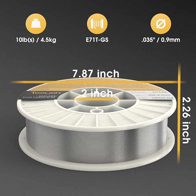 TOOLIOM E71T-GS .035" Diameter 10-Pound Spool Flux Core Self-shielded Carbon Steel MIG Welding Wire