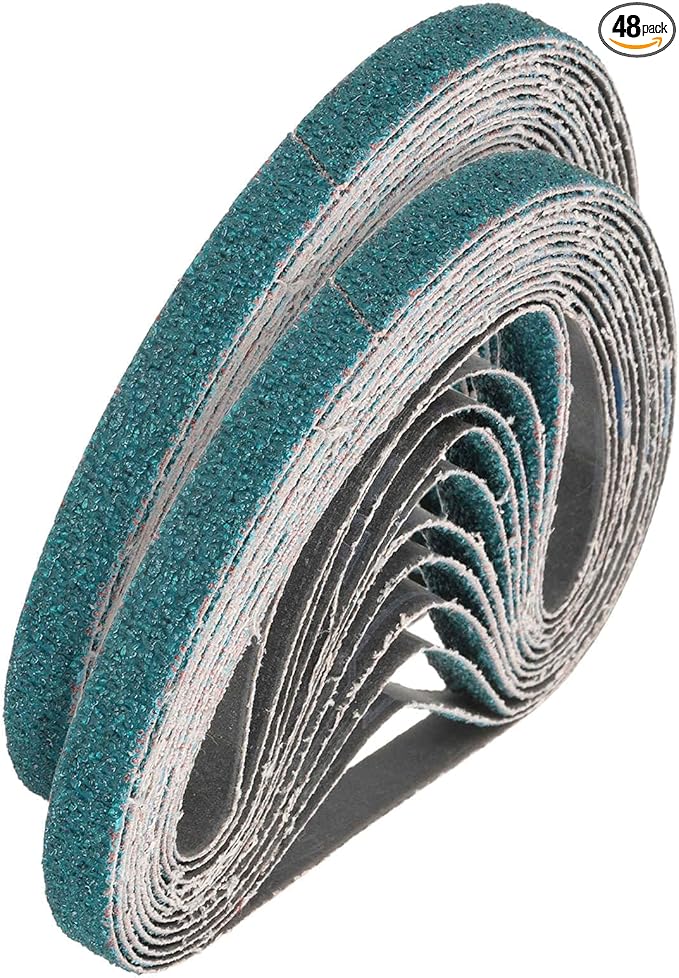 HARFINGTON 1/2 x 24 Inch Sanding Belts, 48 Pcs 40 Grit Zirconia Abrasive Belt Sander File Belt for Woodworking, Metal Polishing, Knife Sharpener