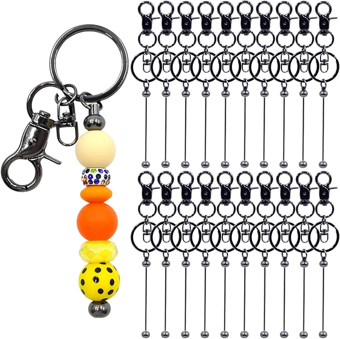60 Pcs Beadable Keychains Bulk Kit – DIY Keychain Making Supplies by DNLEGULI