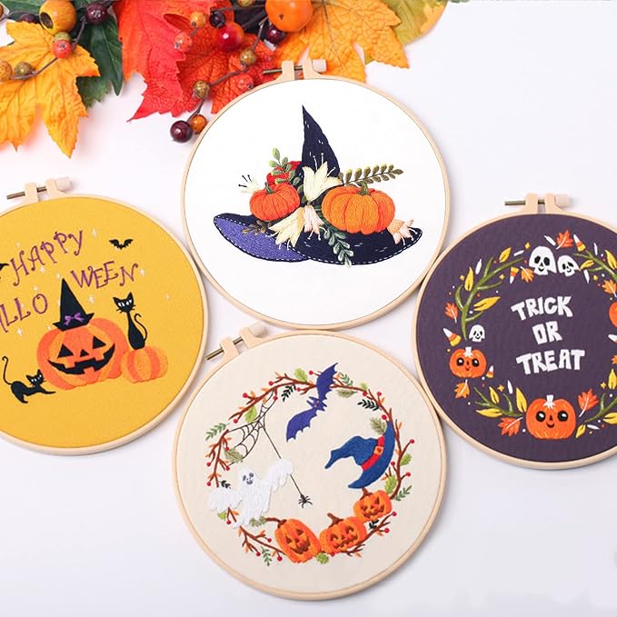 Santune 4-Pack Halloween Embroidery Kit Cross Stitch Kits - Image 8