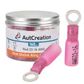 AutCreation 160PCS Heat Shrink Ring Terminals #8 Red 22-16 AWG Marine Grade Electrical Wire Connectors, Tinned Red Copper Resistant Ring Connectors, Insulated Waterproof Crimp Terminals