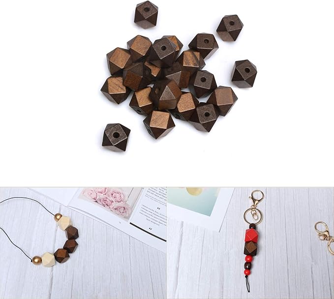 20mm Geometric Wooden Beads - Image 2