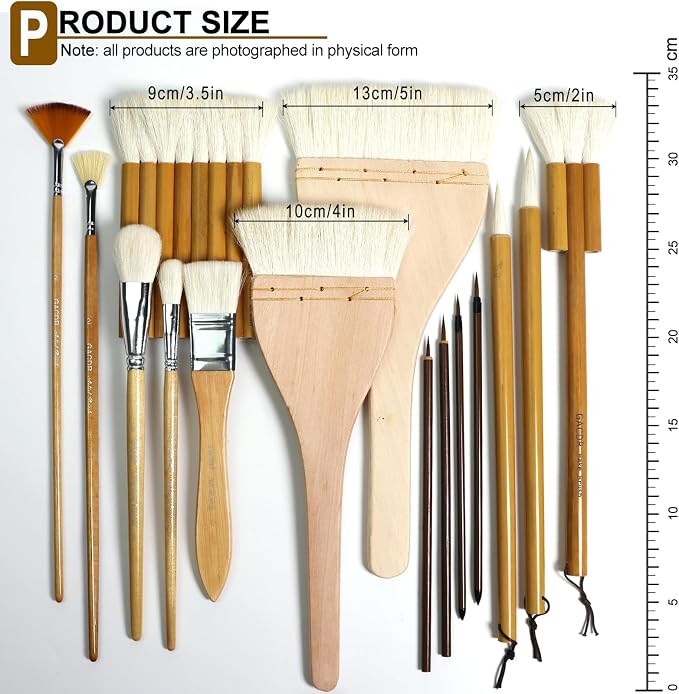 GACDR Pottery Brushes for Glazing, Wool Bamboon Hake for Pottery, Watercolor - Image 2