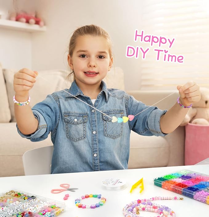 Dowsabel Clay Beads 7500 Pcs Friendship Bracelet Making Kit, 2 Boxes 24 Colors - Image 4