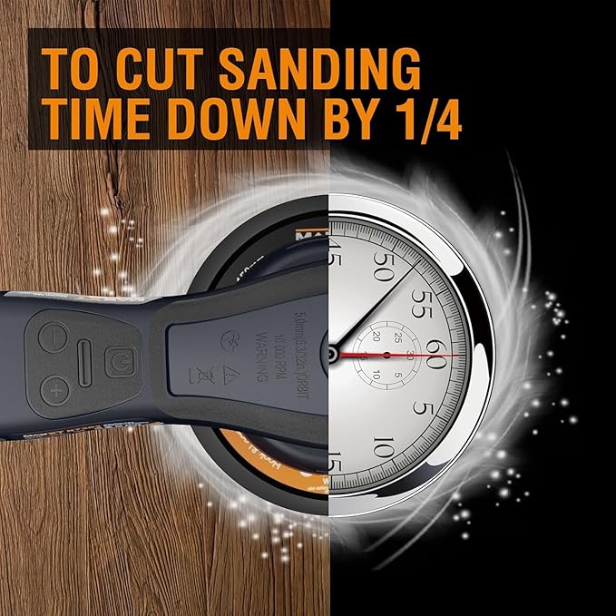 MAXXT Electric 2.5mm Random Orbital Sander Brushless 350W 3A Multi-function Variable Speed Electric Corded Orbital Sanders Machine with 10 Sanding Paper for Woodworking (R7303-2.5mmOrbit)