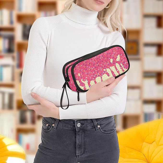 Red Ice Cream Print Pencil Case Box Boys Girls Large Pencil Pouch Zipper - Image 8
