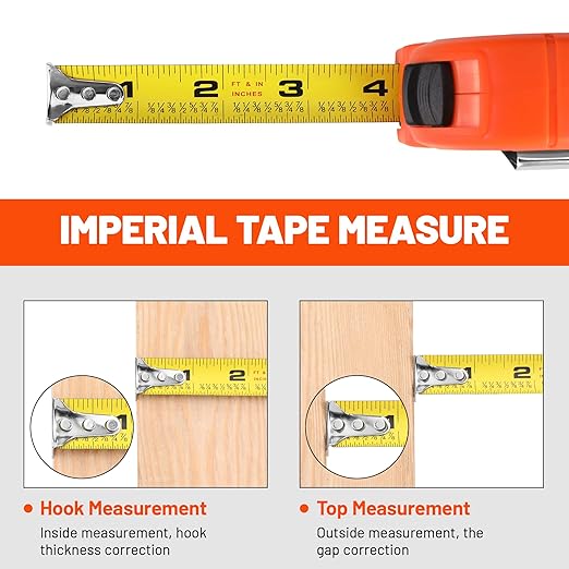 ValueMax Tape Measure 16FT with Fractions 1/8, 3 Pack Retractable Easy Read Measuring Tape, Imperial Pocket Measurement Tape with Metal Belt Clip for Construction, Contractor, Carpenter, Woodworking