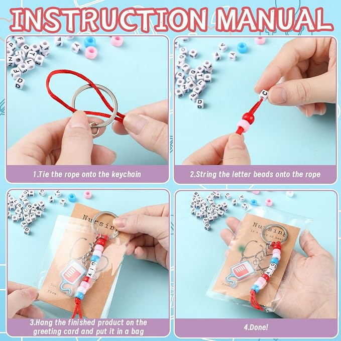 Suncalla 996 Pcs 24 Set Nurse Keychain Making Kit Medical DIY Crafts Bulk | - Image 3