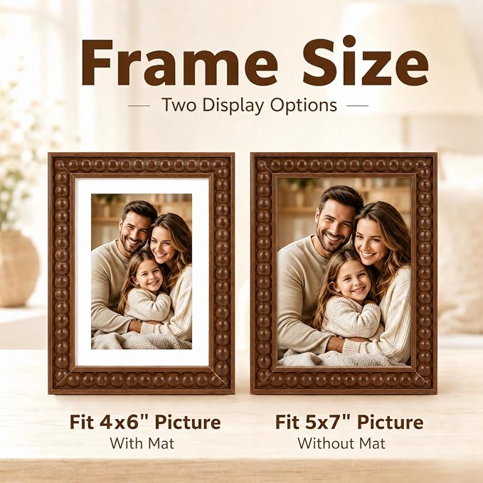 Solid Wood 5x7 Picture Frame Beaded Frame - Image 3