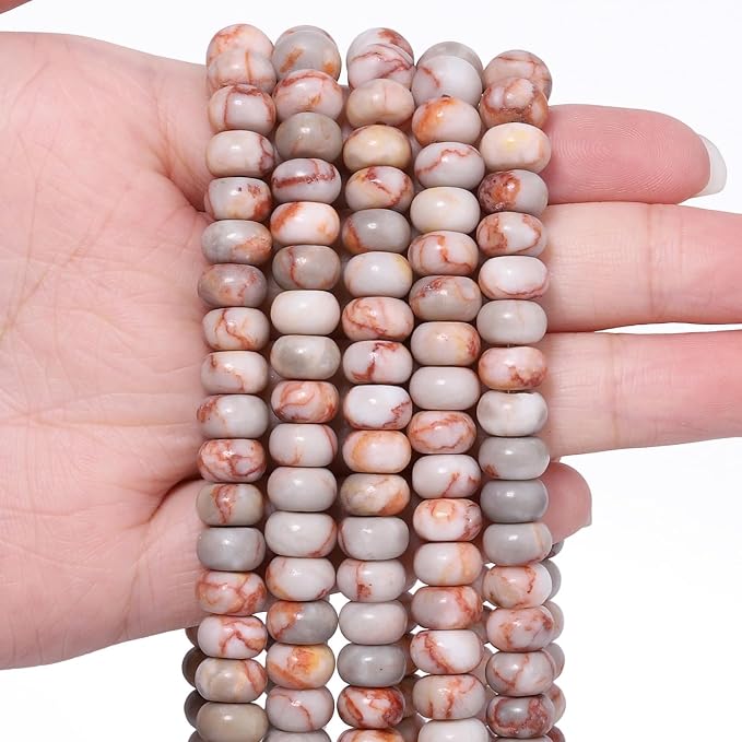 Songxi 5x8mm Natural Red Network Stone Rondelle Beads, Gemstone by SongXi