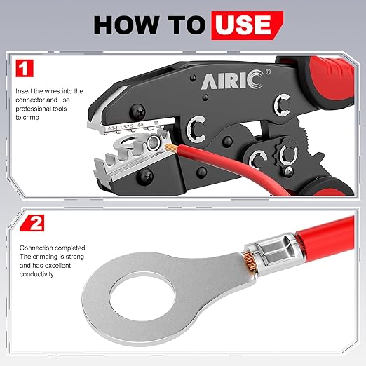 AIRIC 480 PCS Non Insulated Wire Connectors Kit, 26-8 AWG Uninsulated Connector, Bare Cable Ends, Electrical Crimp Terminals End, Wiring lugs for 26-8 Gauge Wires, Ring Fork Butt Splice Terminal