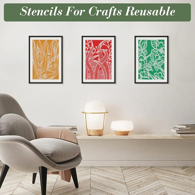 Texture Stencils for Crafts Reusable 12Pcs Stencils | DIY Art Painting Stencil - Image 2