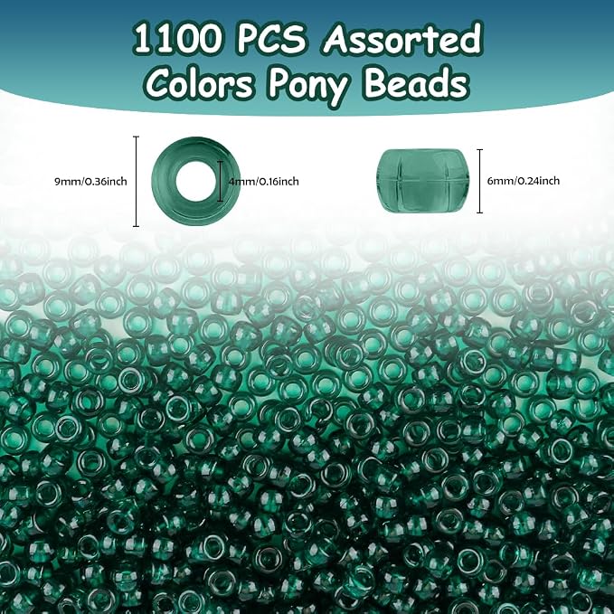 Pony Beads 1100 Pcs, Beads for Jewelry Making, Beads for Bracelets Making - Image 2