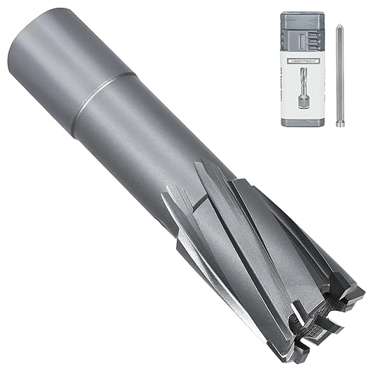 KEENTECH Carbide-Tipped Annular Cutter, 7/8" Diameter x 2" Depth, 3/4" Weldon Shank (2 Flat), High Speed Cutting TCT Mag Drill Bit with Pilot Pin for Harder Material, Stainless Steel, Cast Iron
