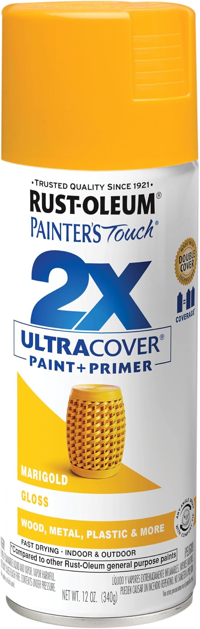 Rust-Oleum Painter's Touch 2X Ultra Cover Spray Paint, Gloss Marigold | Indoor by Rust-Oleum