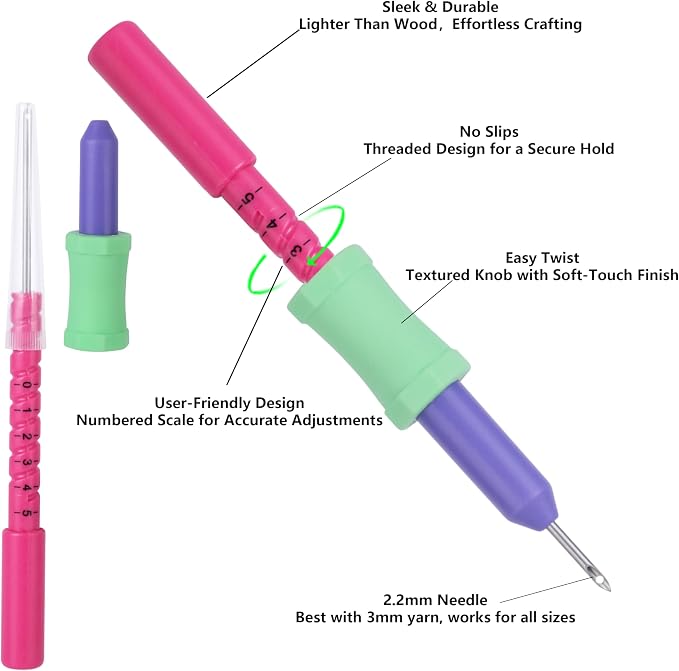 Cheloment 2.2mm Punch Needle Kit Adjustable Punch NeedleTool - Image 2