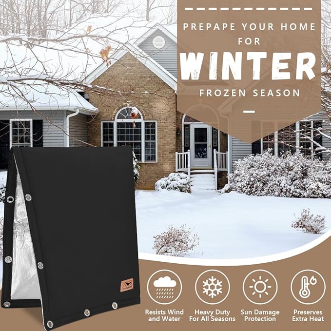 Backflow Preventer Insulation Cover - 2 Way Opening Pipe Insulation Cover for Irrigation Valve, Sprinkler Cover for Outside - Winter Freeze Protection Backflow Cover - 24" W x 24" H, Black