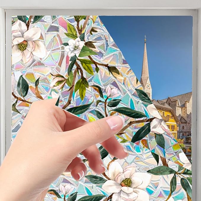Floral Stained Glass Window Privacy Film, Retro Decorative Rainbow Window - Image 3