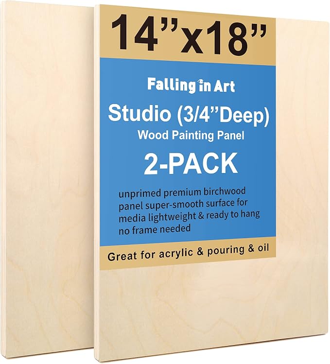 Falling in Art 2 Pack 14x18 Unfinished Birch Wood Panels Kit by FallinginArt
