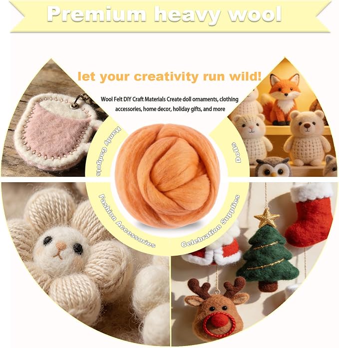 Wool Roving-3.5oz Needle Felting Wool, Soft Multi-Color Wool Fiber, Perfect - Image 3