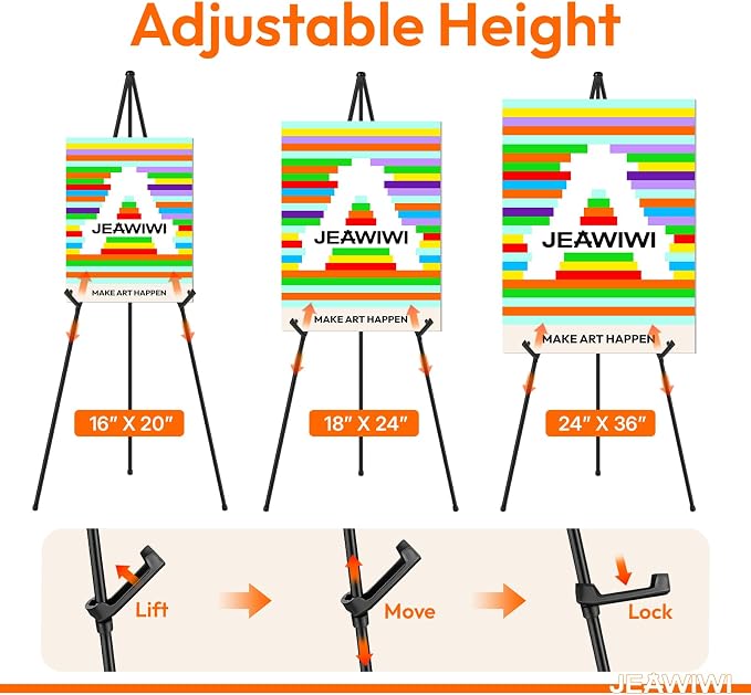 JEAWIWI 6PCS Black Easel Stand for Wedding Sign Stand, 66 Inch Adjustable Metal - Image 4