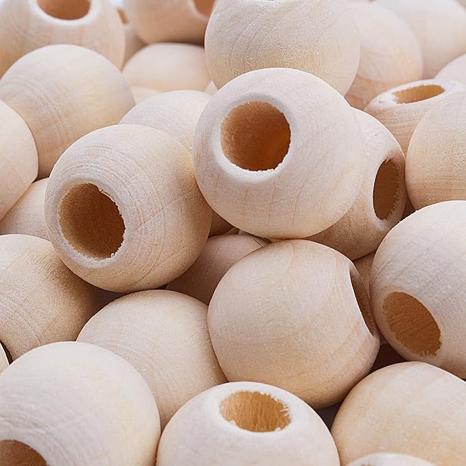 Jdesun 200 Pieces Wooden Beads, Natural Round Wood Loose Beads Wood Spacer 10mm - Image 3