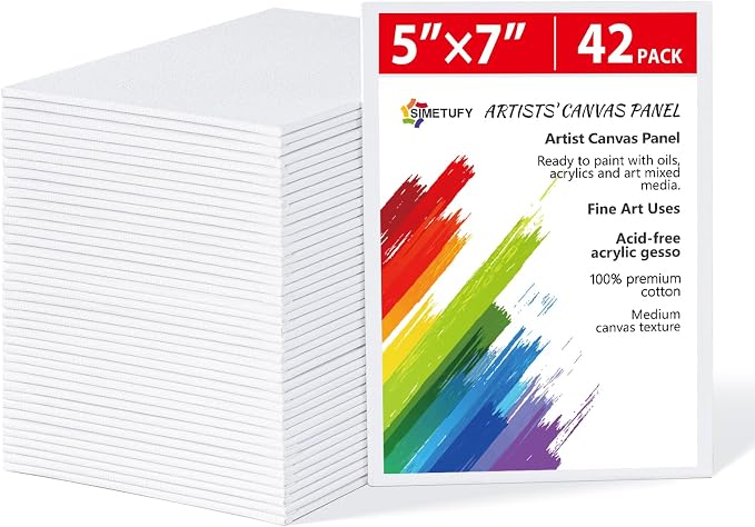 Simetufy 42 Pack 5x7 Inch Small Canvas Boards by Simetufy