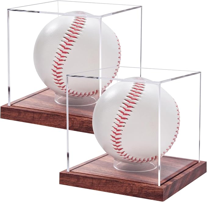LITY 2 Pack Baseball Display Case, No Assembly Required Clear Cube Tennis Ball by Unknown