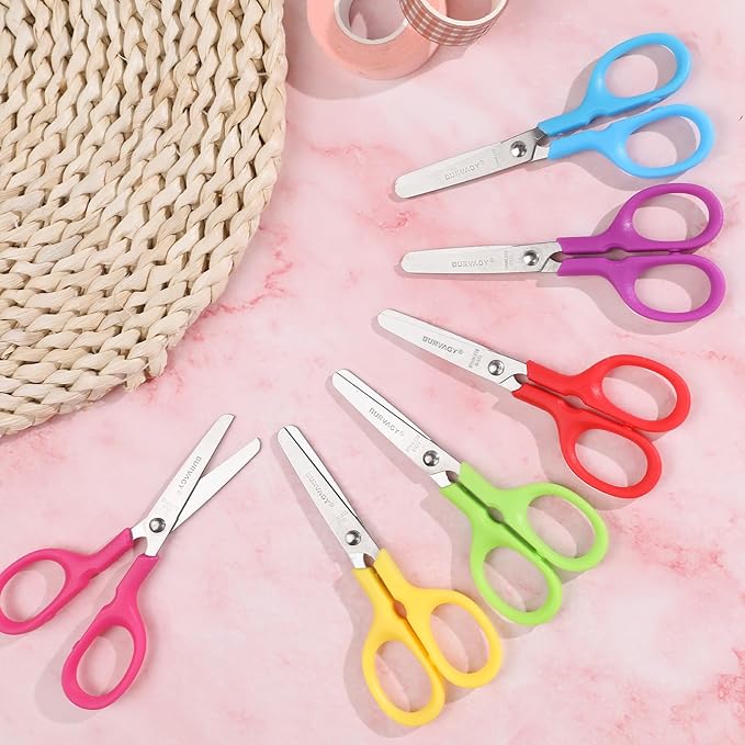 120Pack 5" Small School Student Blunt Craft Kids Scissors, Sharp Stainless Steel Blades Safety Comfort Grip Scissors for Kids Children Cutting Paper, 5Inch