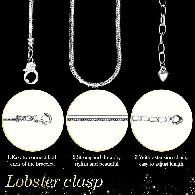 Hicarer 27 Pieces Snake Charm Bracelet Chain Adjustable Charm Bracelet Chain - Image 4