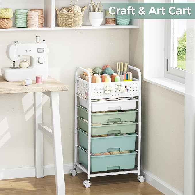 5 Drawer Rolling Storage Cart - Image 7