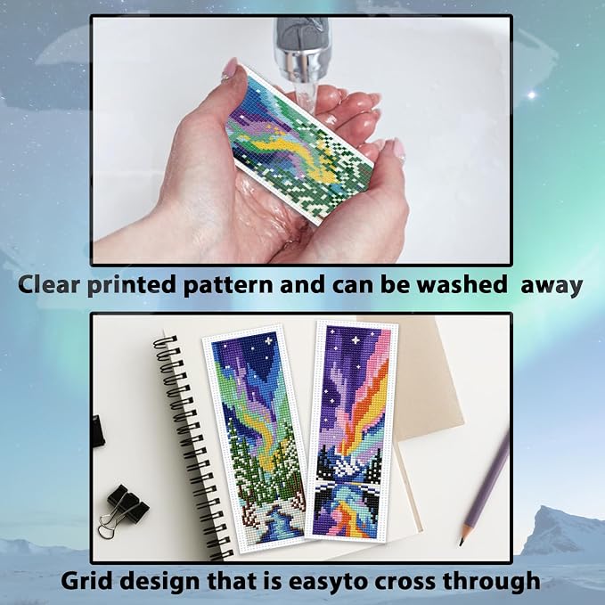 ACRNIGHEET 6PCS Cross Stitch Kits Stamped Cross Stitch Bookmark Kit - Image 3