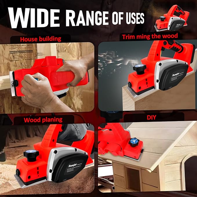 Cordless Handheld Planer for Milwaukee 18V M18 Battery, 15000 RPM Power Wood Planer, 3-1/4 Inch Brushless Power Planer for Woodworking, Carpenter Home DIY(No Battery)