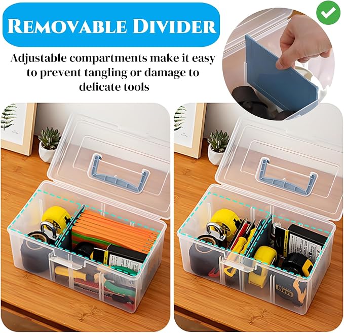 2 Pack Plastic Dividing Storage Box, 2 Layer Multipurpose Craft Organizer and - Image 3