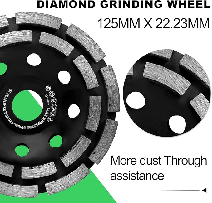 Diment Power Grinding Dust Shroud for Angle grinder 4 1/2-Inch / 5-Inch, Diamond Grinding Cup Wheel 5-Inch