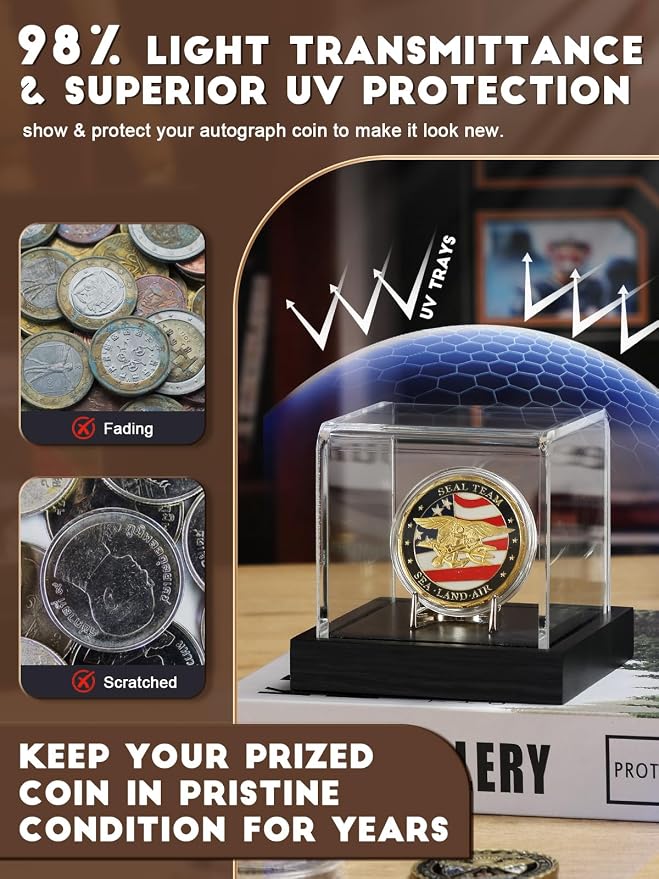 JupDec Coin Display Case, UV Protection Souvenirs and Collectibles Box - Image 3