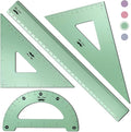 Mr. Pen- Metal Geometry Kit, 4 Pack, 45° & 30°/60° Set Squares | 6" Protractor by MrPen