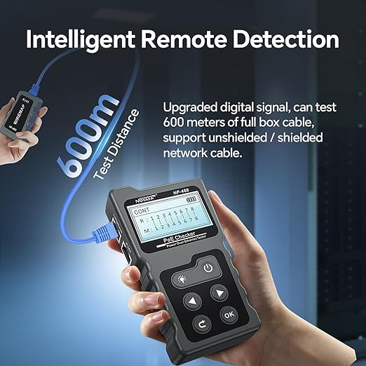 NOYAFA NF-488 POE Cable Tester for Power Over Ethernet, Network Cable Continuity Checking, Switch Loop-Back POE Detector