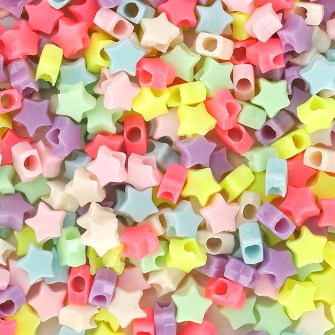 1100 Pcs Colored-Star Plastic Barrel Loose Beads by anpiwshjo