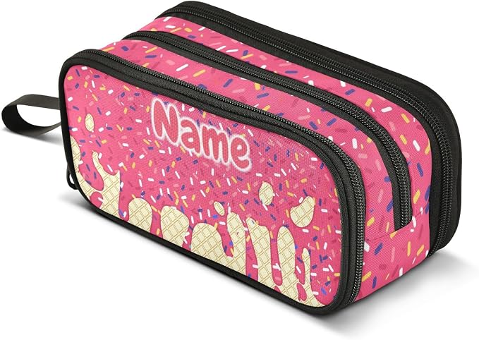 Custom Red Ice Cream Print Pencil Case Box Boys Girls Personalized Name Large by BOENLE-WELCOMEYOURCOMING