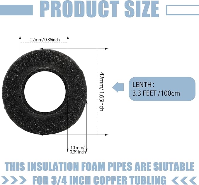 Amylove 24 Pcs 3.3 Feet Foam Pipe Insulation Foam Tube Insulating Water Pipe Pool Swim Noodles Heat Preservation Pipe Covers for Tubing Outdoor Freeze Protection (Black,3/4 Inch)