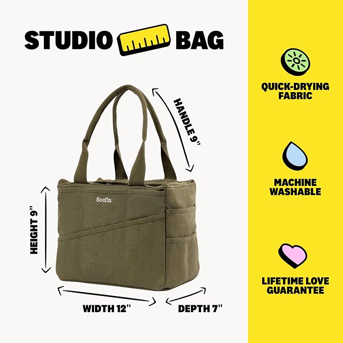Soolla Studio Bag: Art Supply Storage Organizer & Pottery Tool Bag, Washable - Image 7