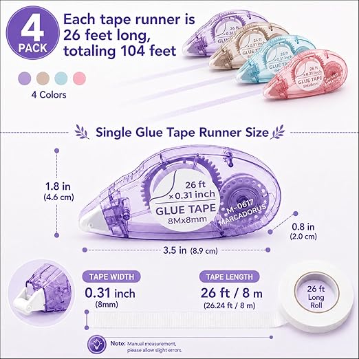 Glue Tape for Scrapbooking, Scrapbook Tape 4 Pcs, Double Sided Tape Roller for - Image 2