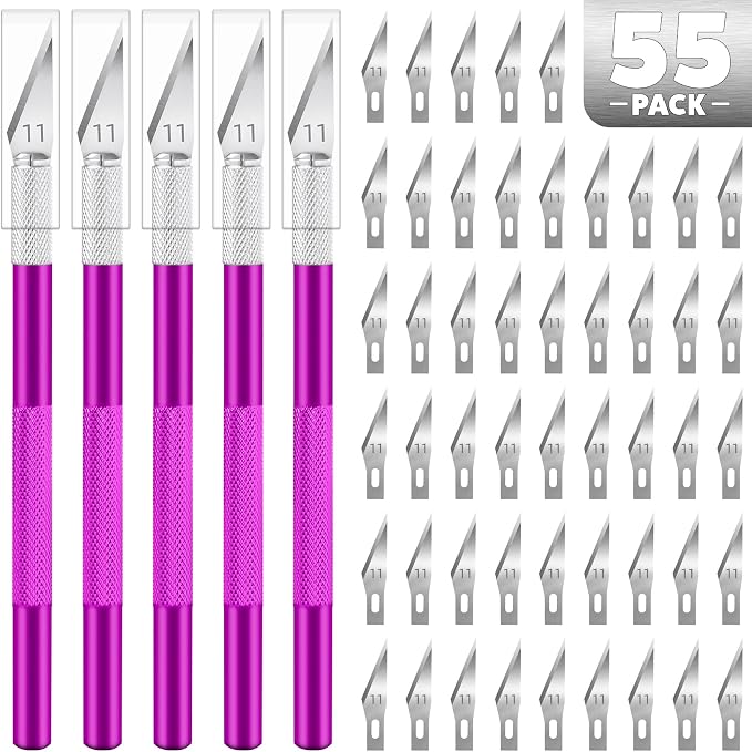 55 PCS Exacto Knife Set, 5 Piece Craft Knife and 50 Additional SK5 Blades by TIFICAL